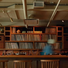 a bookshelf and a table