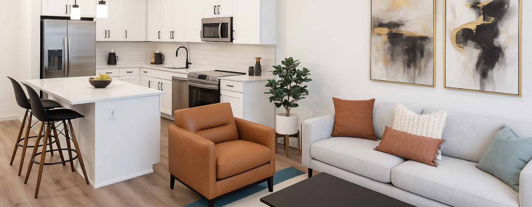 Open space living area with natural lighting